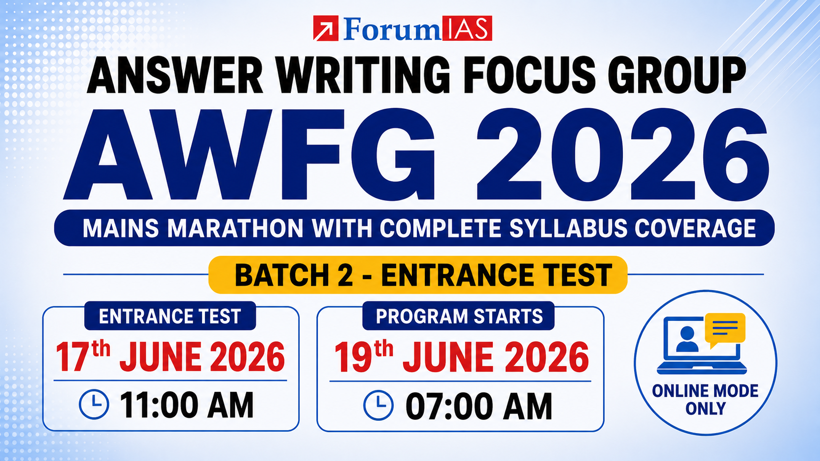 AWFG 2026 Batch-2 Entrance Test